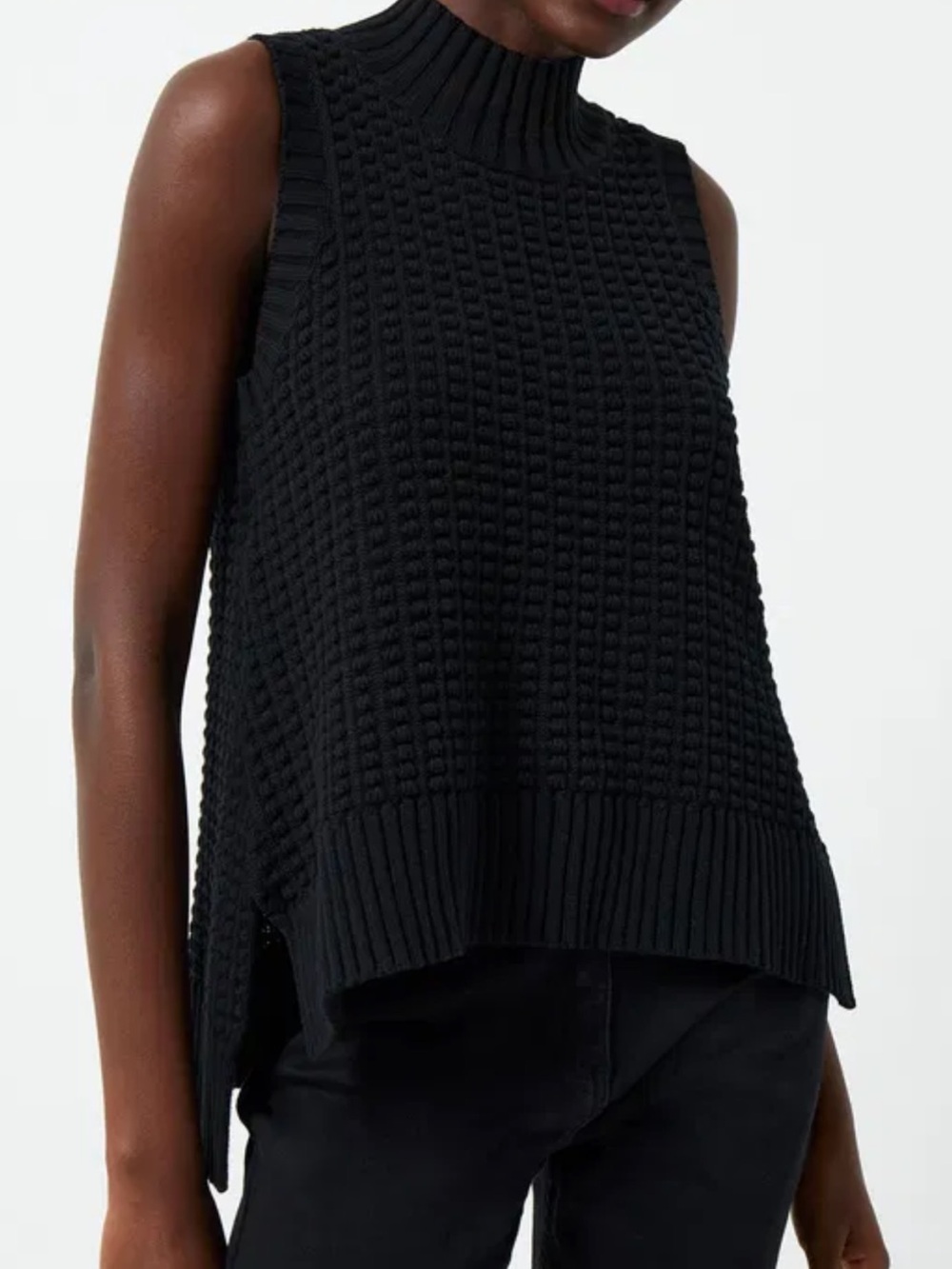 French Connection Sleeveless Mozart Black Cotton Sweater, size small